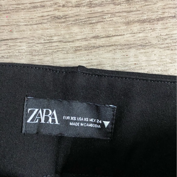 Zara Pants Womens X-Small Black Pleated Front Zip Spandex Dress Casual Pants - Picture 8 of 8